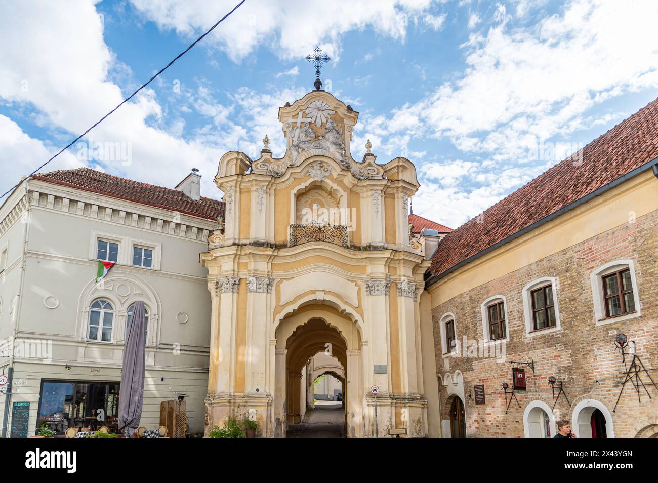 Arch way to Greek Catholic Church of the Holy Trinity, Vilnius, Lithuania Stock Photo
