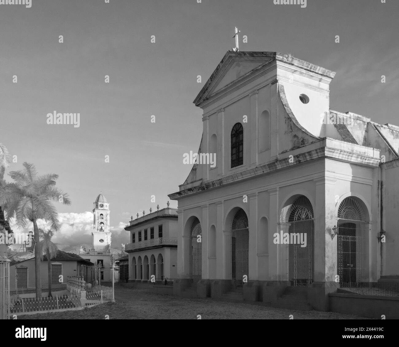 An infrared picture of the Church of the Holy Trinity in the Plaza Mayor, Trinidad, Cuba Stock Photo