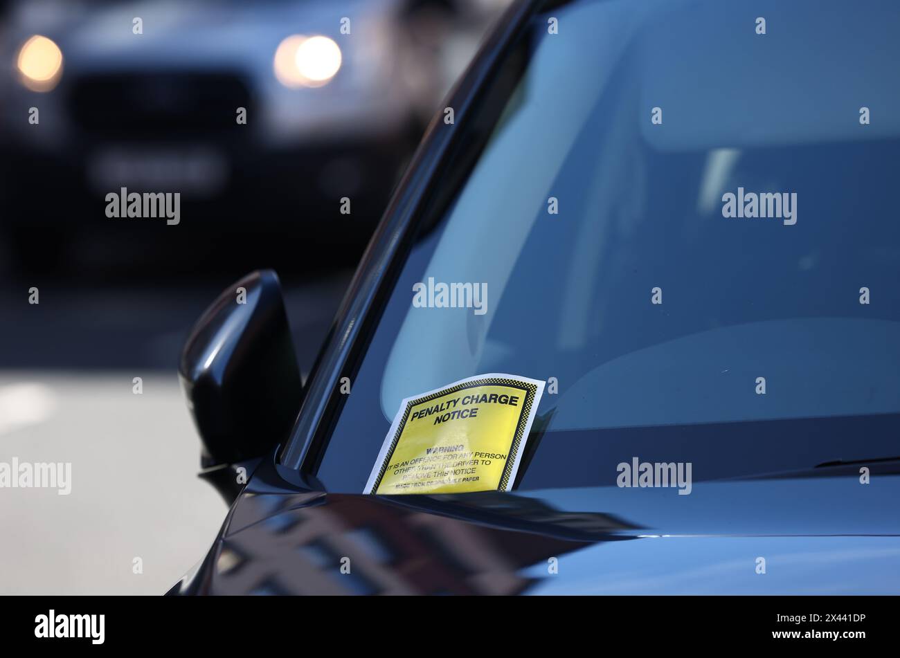 Loughborough Leicestershire UK 30th April 2024 A Penalty Charge   Loughborough Leicestershire Uk 30th April 2024 A Penalty Charge Notice Stuck To The Windscreen Of A Car Parked On Double Yellow Lines 2X441DP 