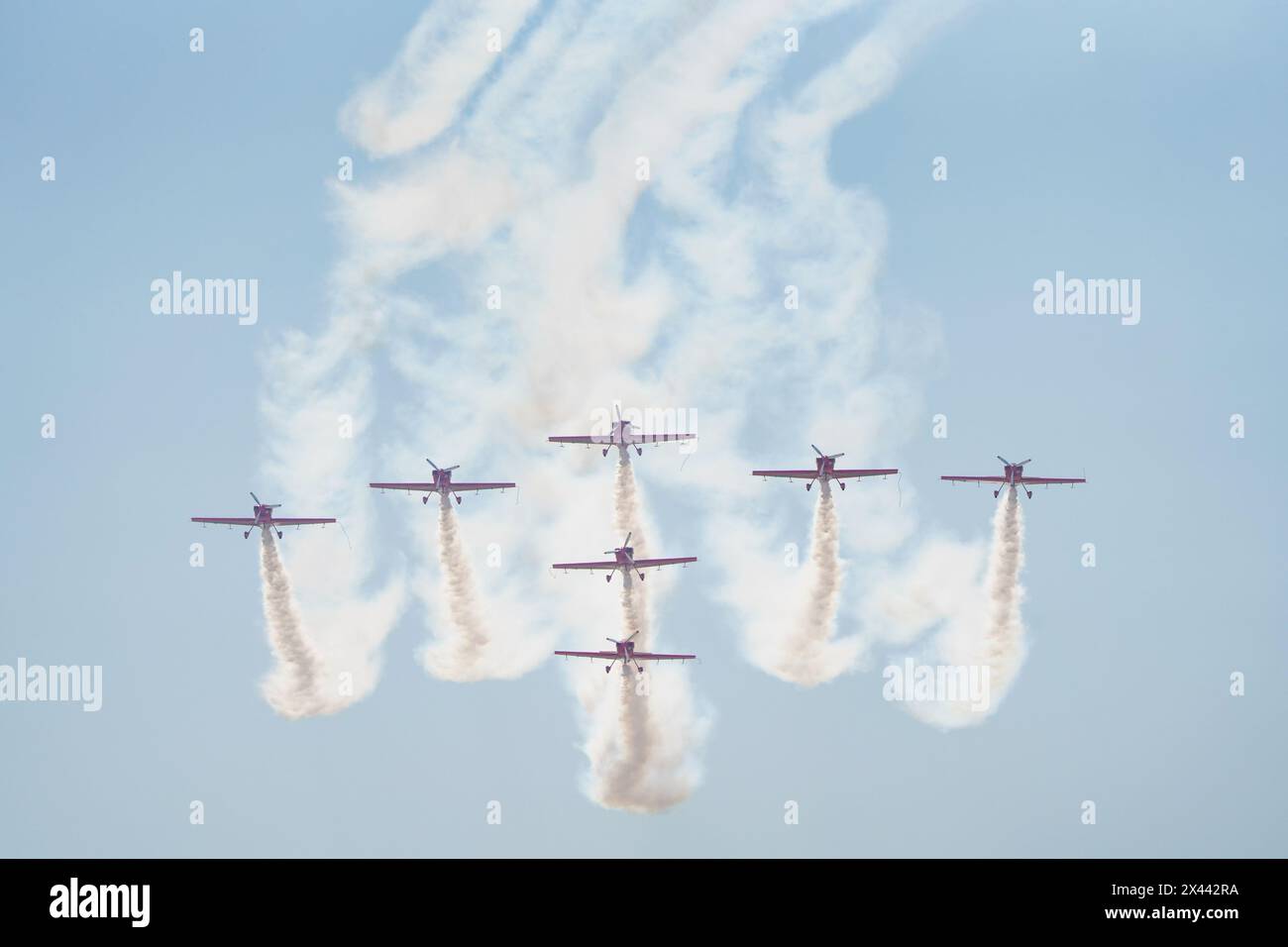 ISTANBUL, TURKIYE - MAY 01, 2023: Moroccan Marche Verte - Green March aerobatic demonstration team display in Istanbul Ataturk Airport during Teknofes Stock Photo