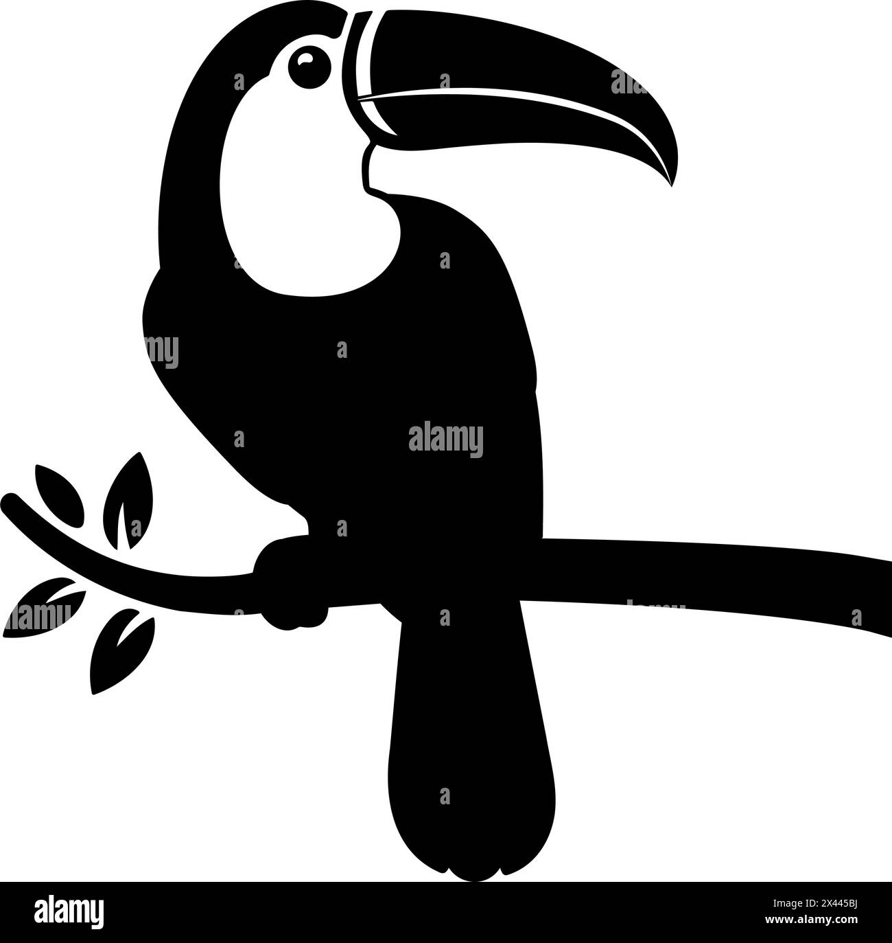 Toucan on branch tree silhouette. Vector illustration Stock Vector