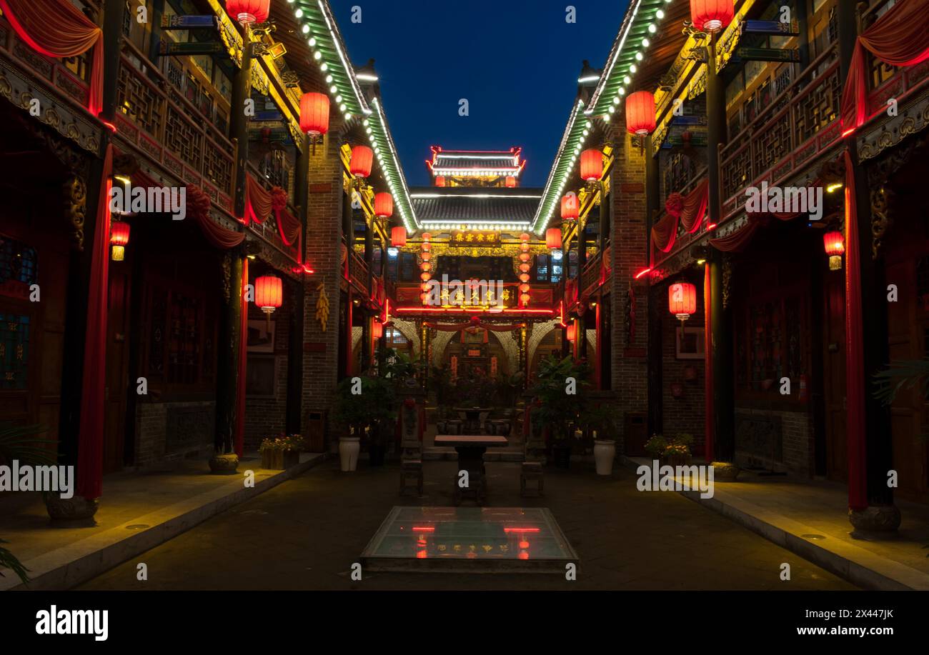 Chinese, house, night landscape, travel, shanxi, china Stock Photo