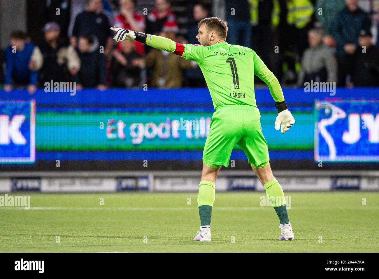 Silkeborg, Denmark. 29th Apr, 2024. Goalkeeper Nicolai Larsen (1) of Silkeborg IF seen during the 3F Superliga match between Silkeborg IF and FC Midtjylland at Jysk Park in Silkeborg. (Photo Credit: Gonzales Photo/Alamy Live News Stock Photo