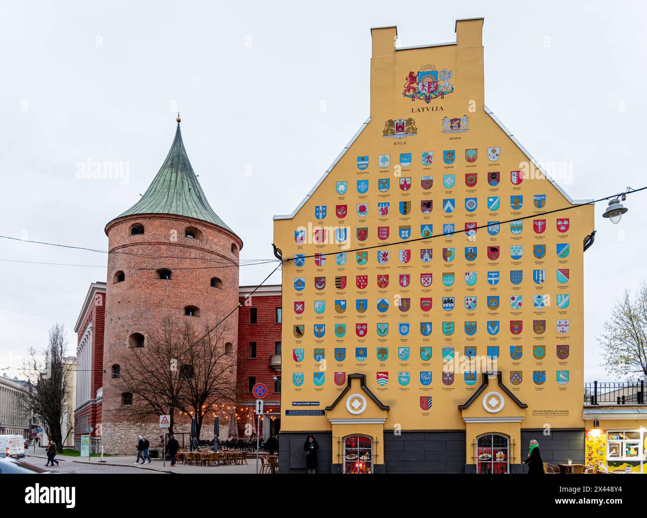 Municipalities Coats of Arms of Latvian Municipalities Mural and Powder Tower, Riga ...