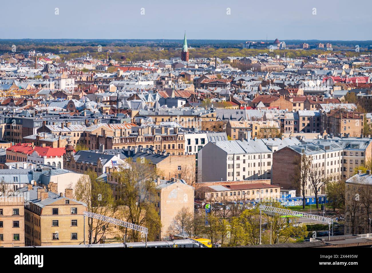 The view from the Observation Deck of the Latvian Academy of Sciences, Riga, Latvia Stock Photo