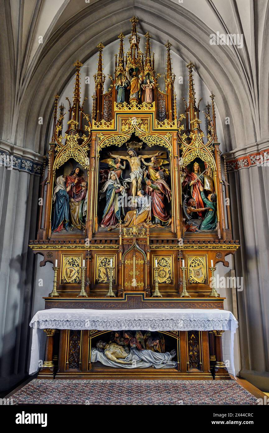 Side altar, Church of St Martin, Kaufbeuern, Allgaeu, Swabia, Bavaria, Germany Stock Photo