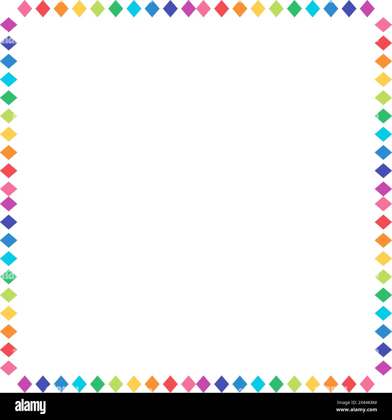 Square Frame Made Of Rainbow Colored Small Rhombus Stock Vector