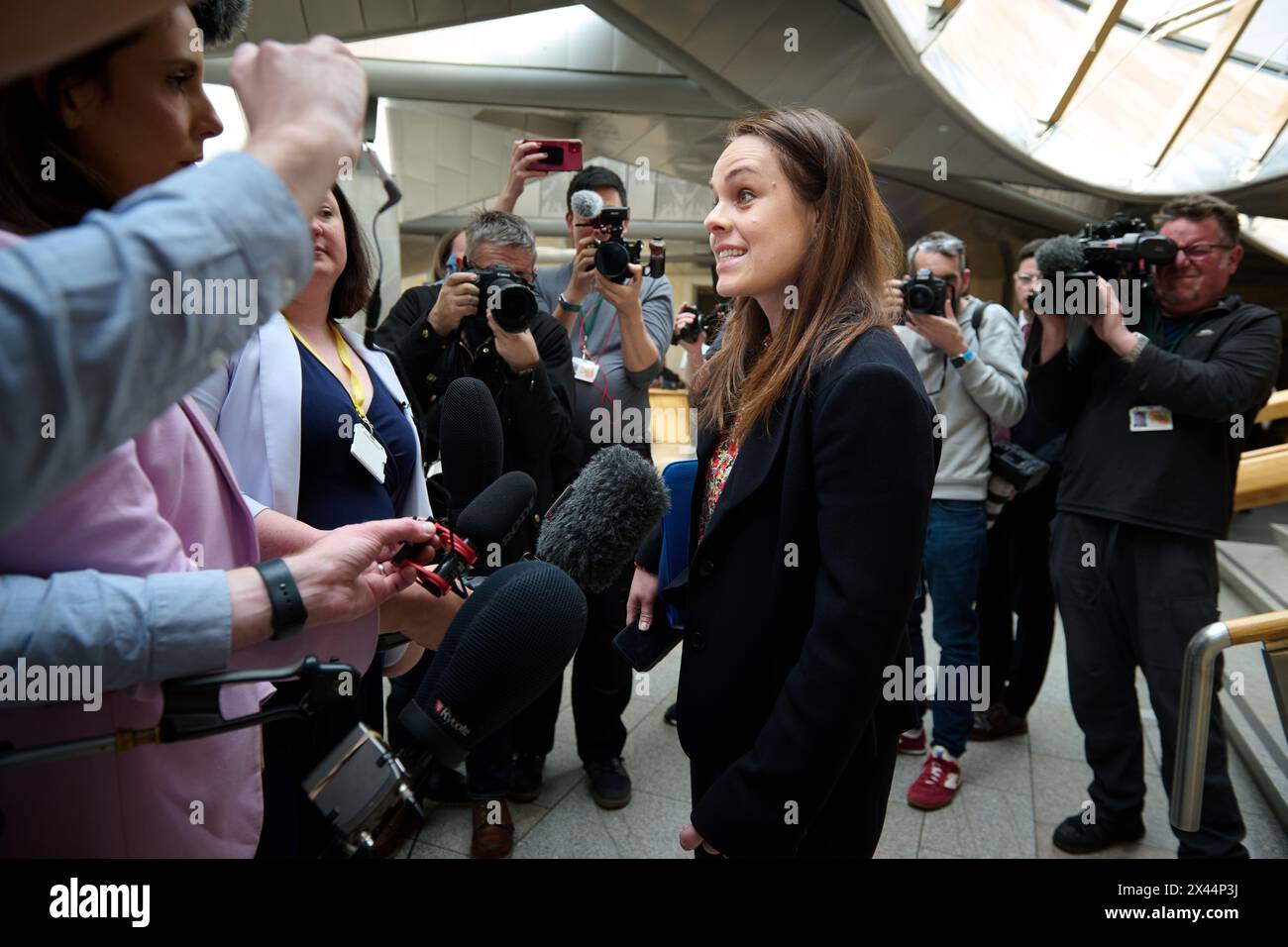 Edinburgh Scotland, UK 30 April 2024. Kate Forbes MSP at the Scottish Parliament speaks with journalists. credit sst/alamy live news Stock Photo