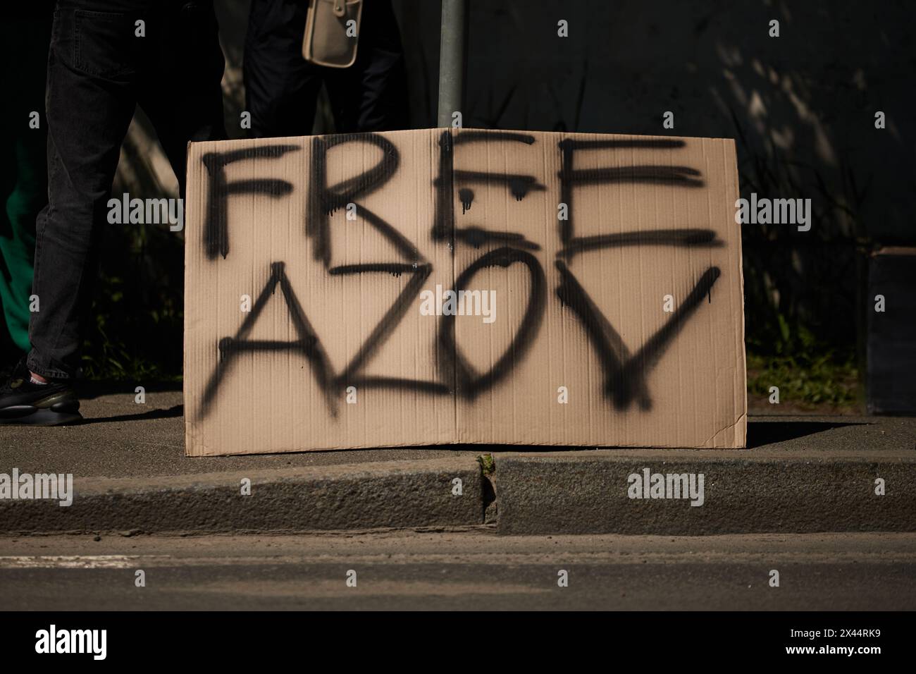 Cardboard banner with sign 