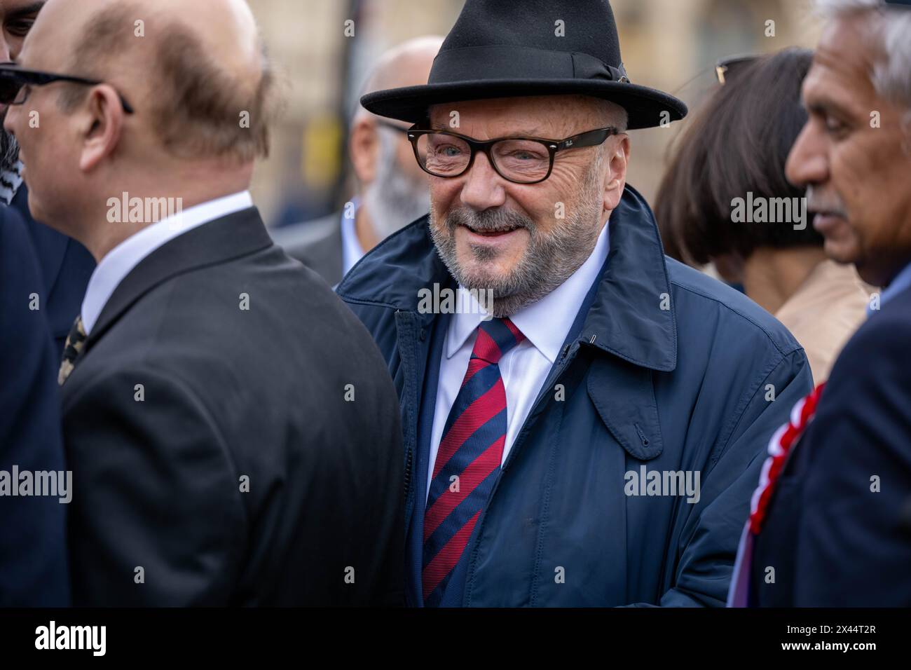 London, UK. 30th Apr, 2024. George Galloway MP holds a rally of his Workers Party of Britain; with party candidates on Parliament Square, London UK Credit: Ian Davidson/Alamy Live News Stock Photo