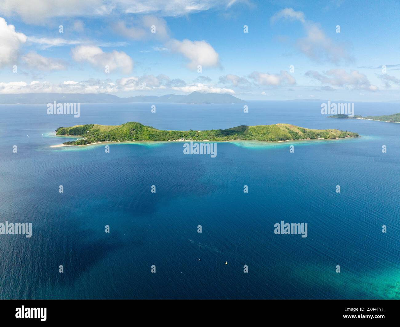 Aerial view of Logbon Island with blue sea. Romblon, Philippines. Stock Photo