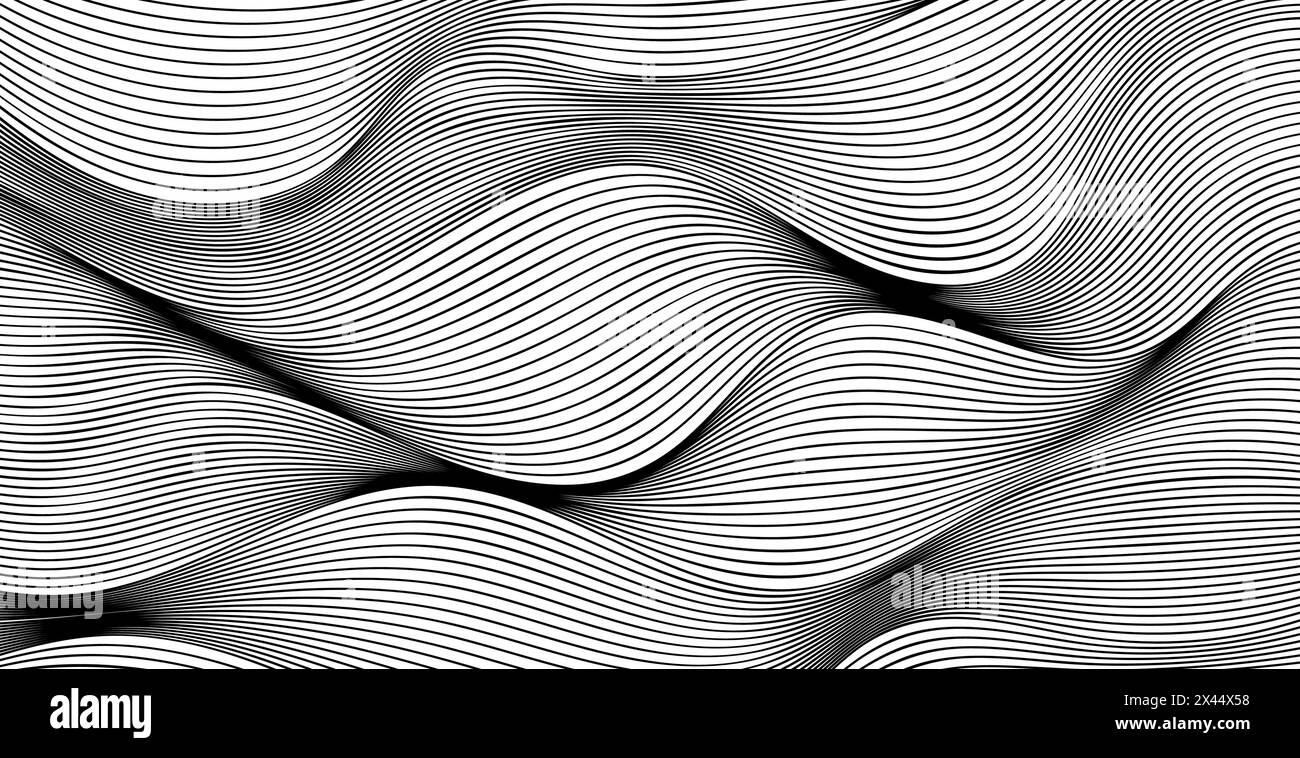 abstract black and white vector wave background Stock Vector Image ...