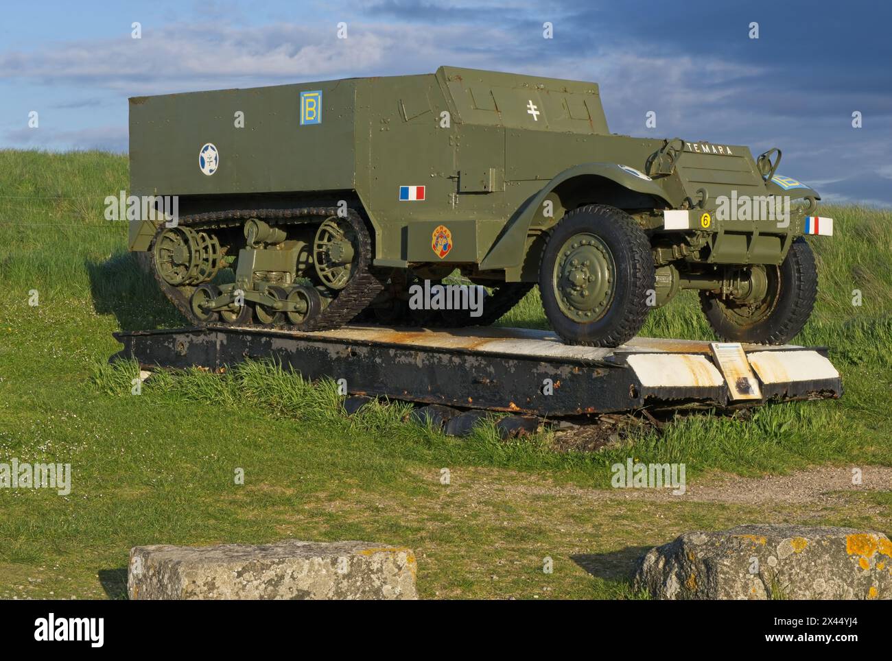 Saint-Martin-de-Varreville, France - Apr 19, 2024: Utah Beach D-Day Landing Memorial and Monument of the Landing of the French 2nd Armored Division. S Stock Photo