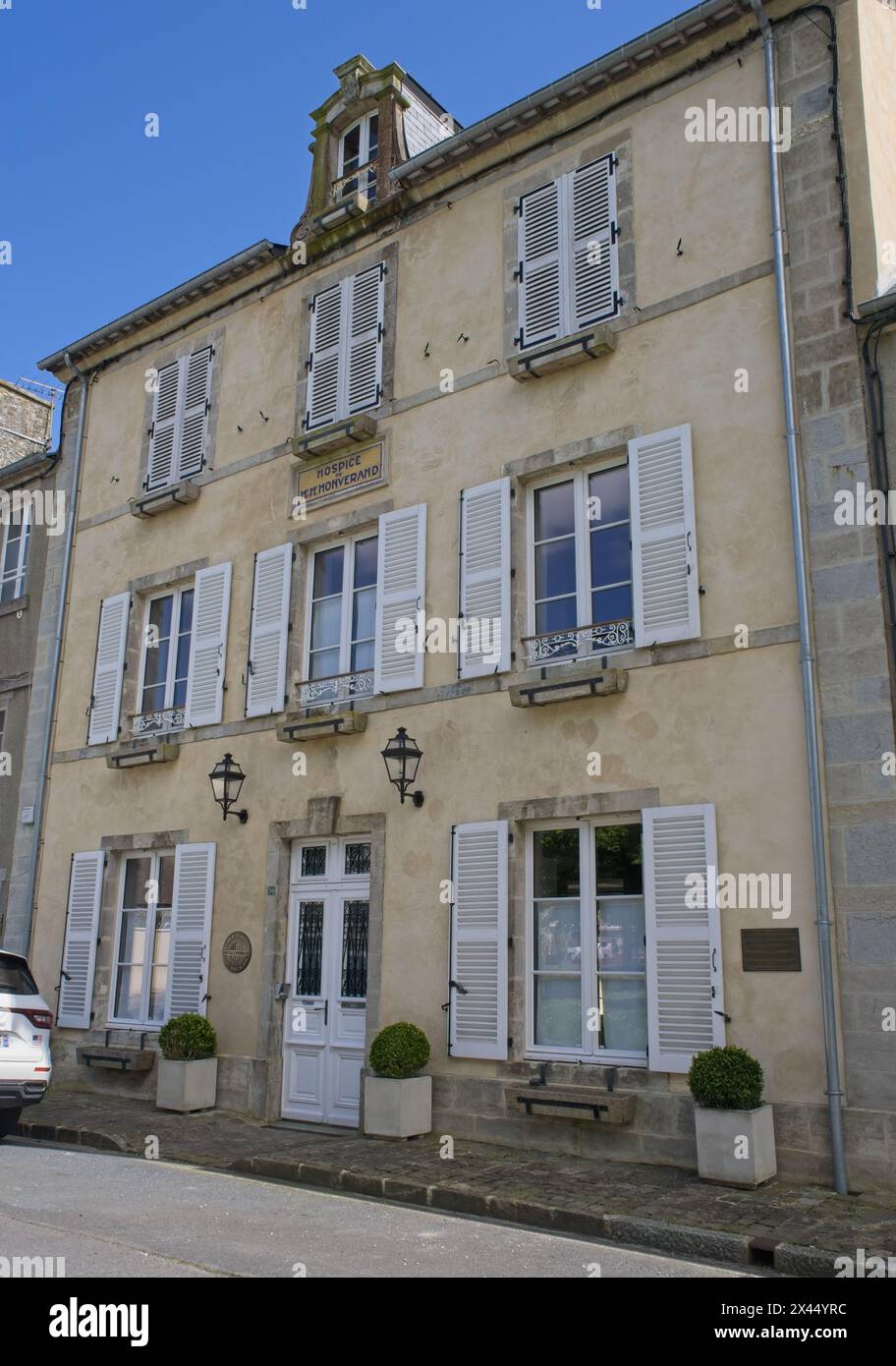 Sainte-Marie-du-Mont, France - Apr 20, 2024: Sainte-Marie-du-Mont. Former german and american headquarters during second world war. Streets and buildi Stock Photo