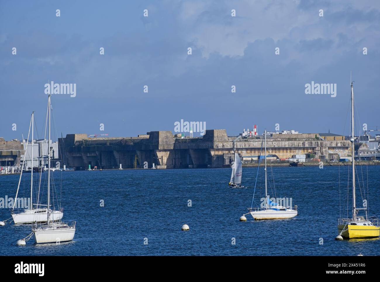 Lorient, France - Apr 2, 2024: German submarine base in Lorient. It's a fortified U-boot pens built by Germany during the Second World War. Spring day Stock Photo