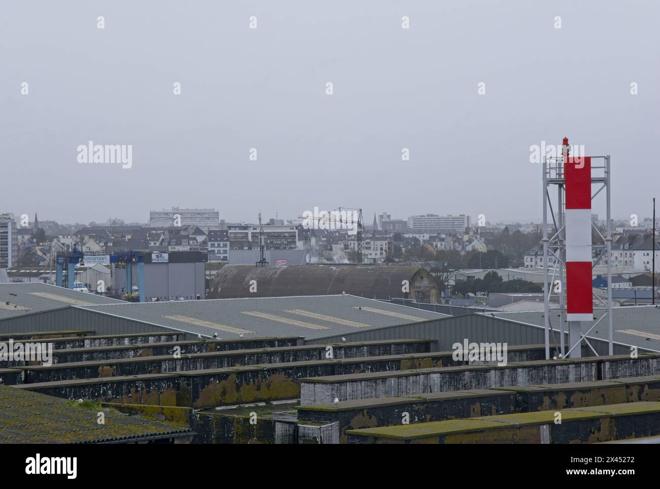 Lorient, France - Apr 2, 2024: German submarine base in Lorient. It's a fortified U-boot pens built by Germany during the Second World War. Spring day Stock Photo
