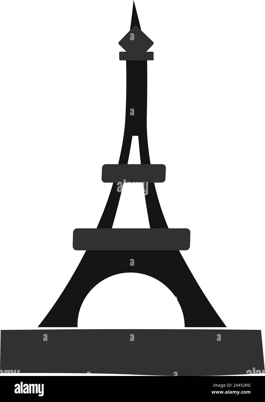 Flat cartoon black French Eiffel Tower icon Stock Vector