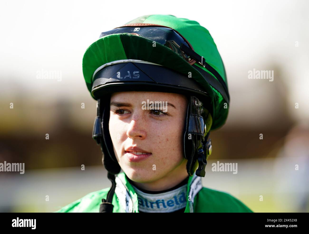 Grace McEntee ahead of the British Stallion Studs EBF Fillies' Handicap at Brighton Racecourse. Picture date: Tuesday April 30, 2024. Stock Photo