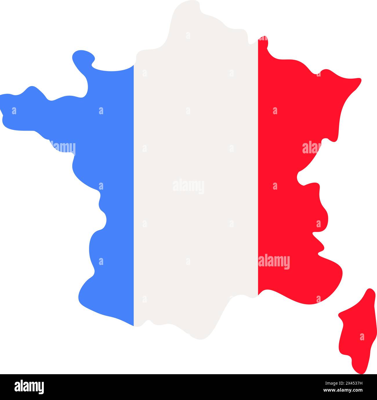 France Map Country Symbol With Flag Stripes Stock Vector