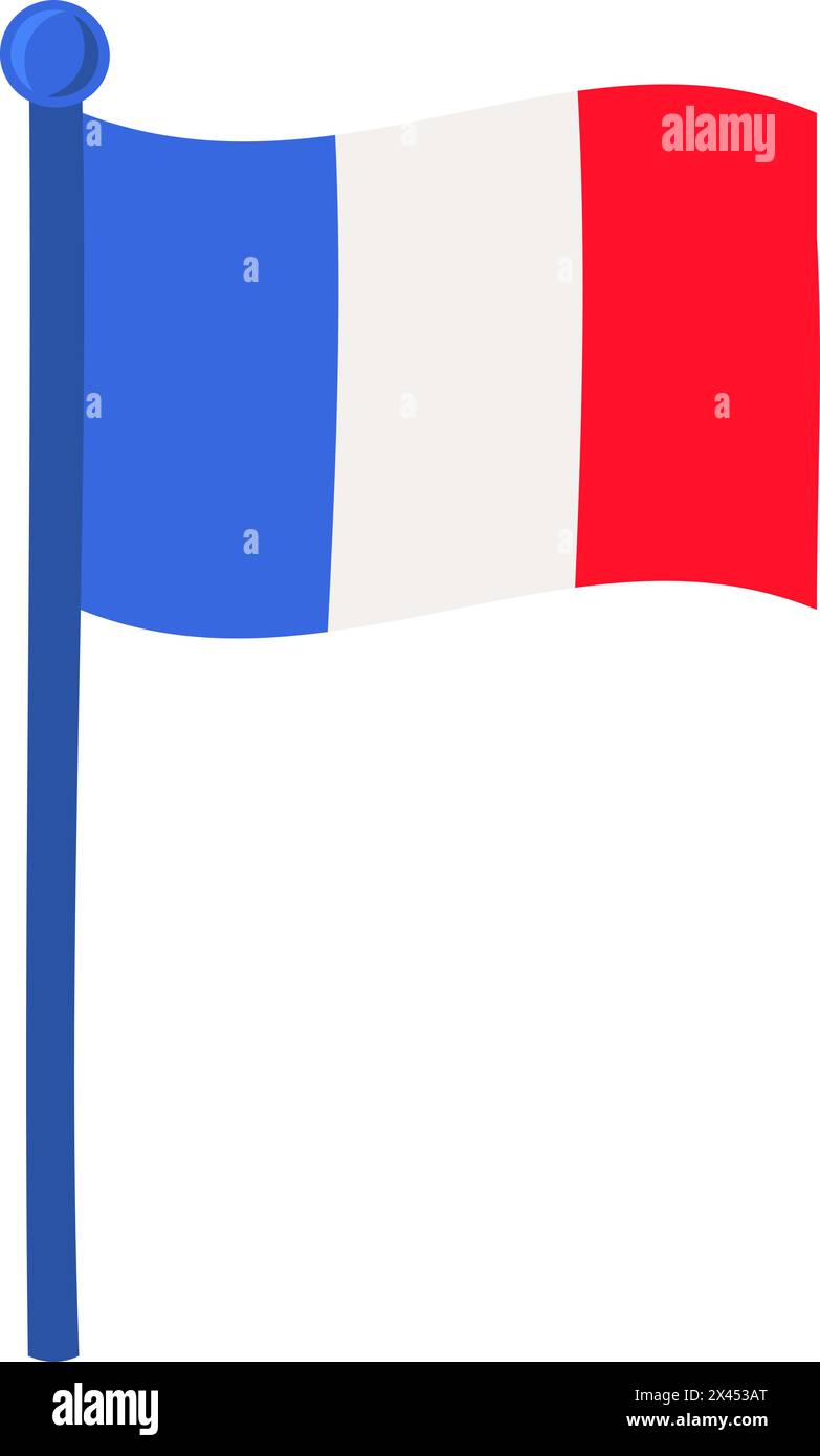 Flat France Flag Stripes Icon For Holiday Event Stock Vector