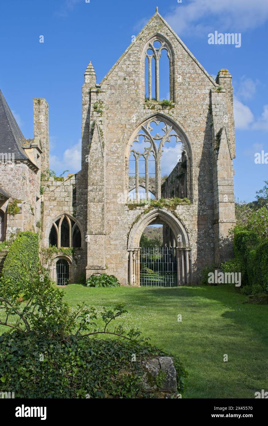 Paimpol, France - Apr 9, 2024: Beauport Abbey. Sunny spring day. Selective focus Stock Photo