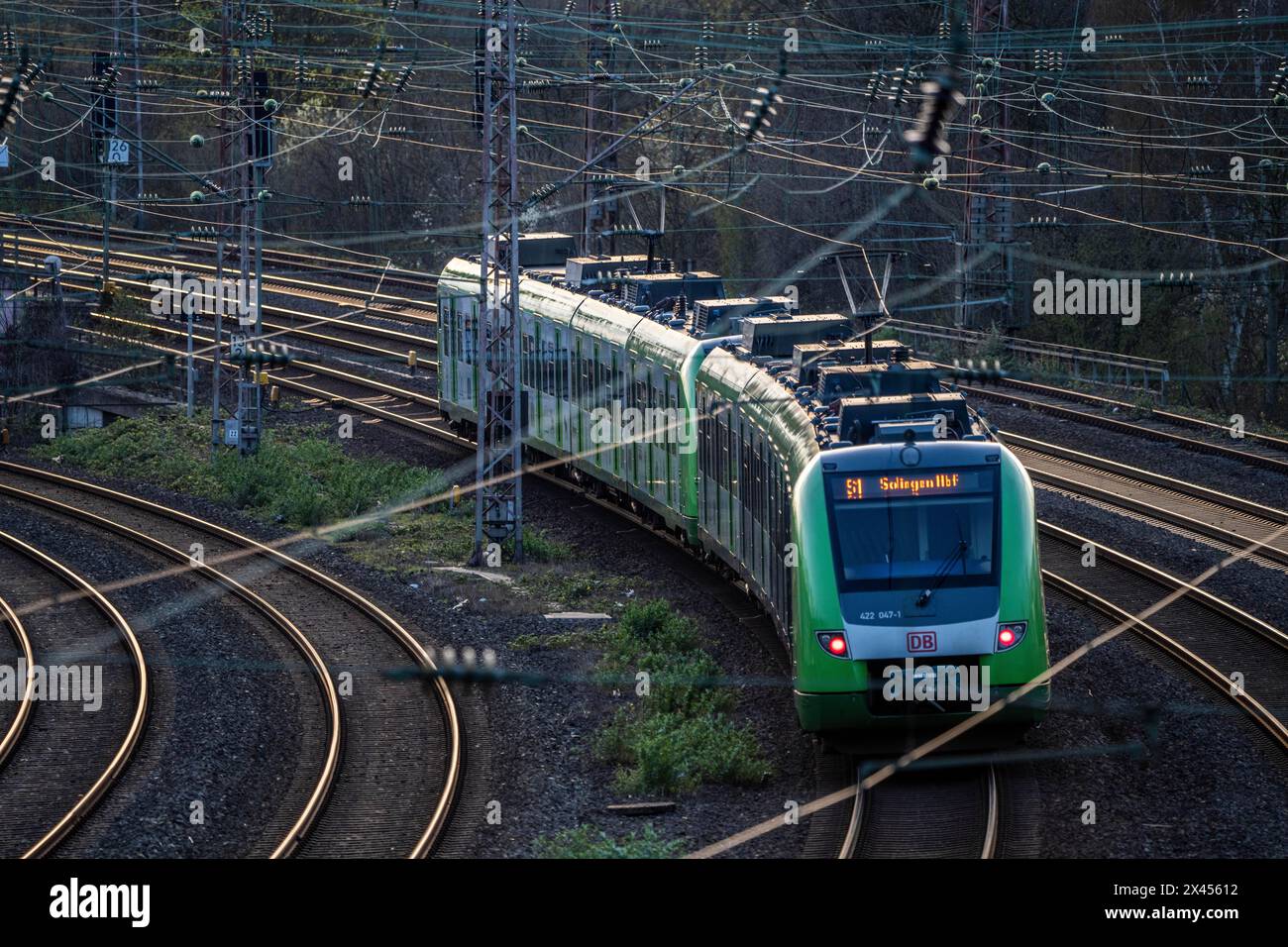 SBahn train on the tracks, railroad system, railway line west of the