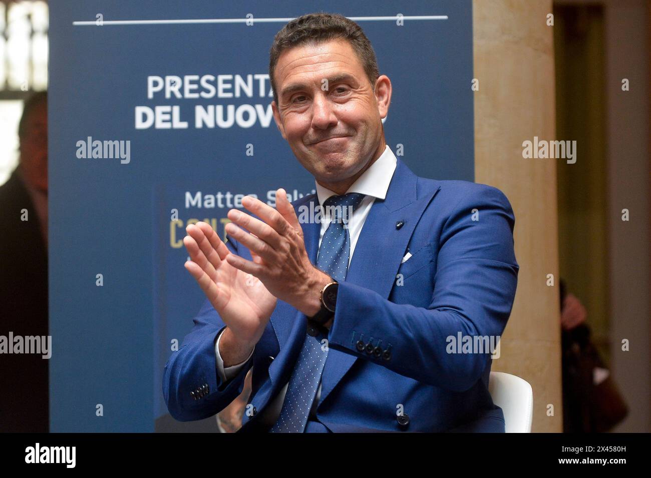 Italy, Rome, April 30, 2024 : Adriano Temple, General Roberto Vannacci participates in the presentation of the book of Matteo Salvini, 'Controvento' (Against the Wind). Roberto Vannacci is candidate for the League in the next European elections.    Photo © Stefano Carofei/Sintesi/Alamy Live News Stock Photo