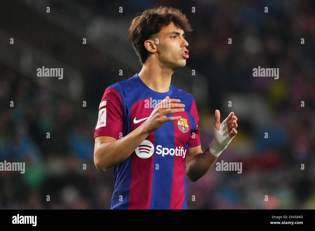 Barcelona, Spain. 29th Apr, 2024. Joao Felix of FC Barcelona during the La Liga EA Sports match between FC Barcelona and Valencia CF and played at Lluis Companys Stadium on April 29, 2024 in Barcelona, Spain. (Photo by Alex Carreras/IMAGO) Credit: PRESSINPHOTO SPORTS AGENCY/Alamy Live News Stock Photo