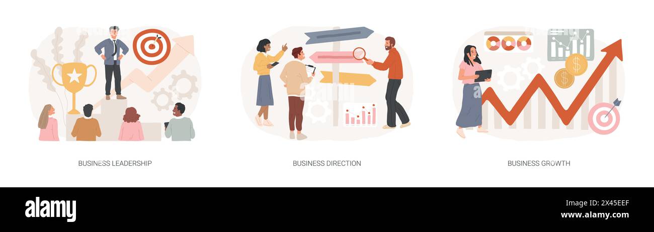 Business strategy isolated concept vector illustration set Stock Vector ...
