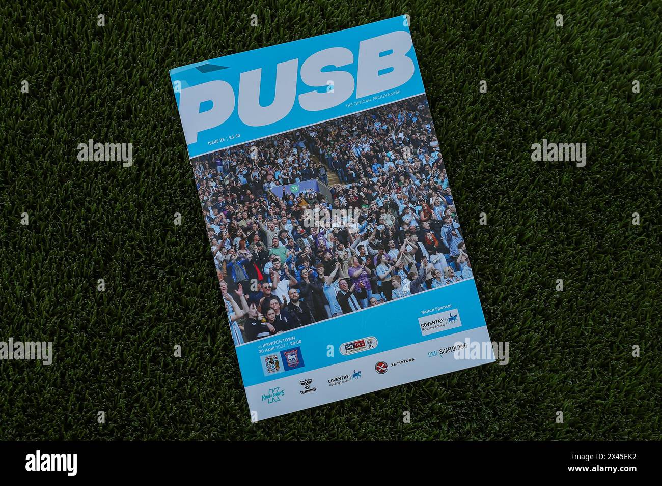 The match day programme during the Sky Bet Championship match Coventry City vs Ipswich Town at Coventry Building Society Arena, Coventry, United Kingdom, 30th April 2024  (Photo by Gareth Evans/News Images) Stock Photo