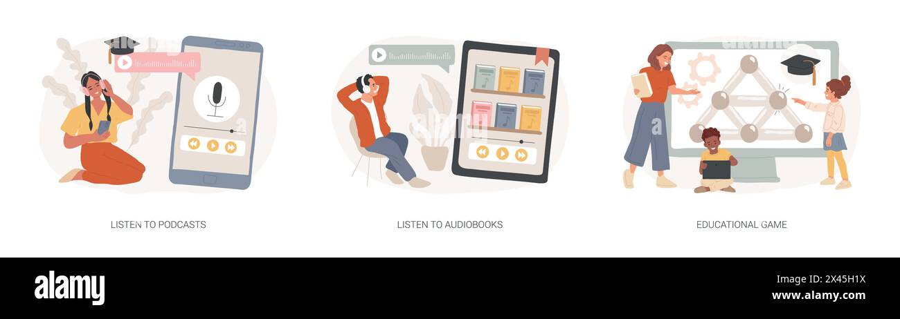 Educational resources isolated concept vector illustration set Stock ...