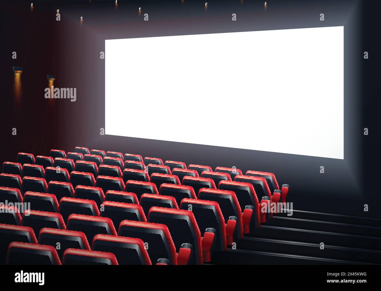 Movie cinema premiere poster design with white screen. Vector background Stock Vector
