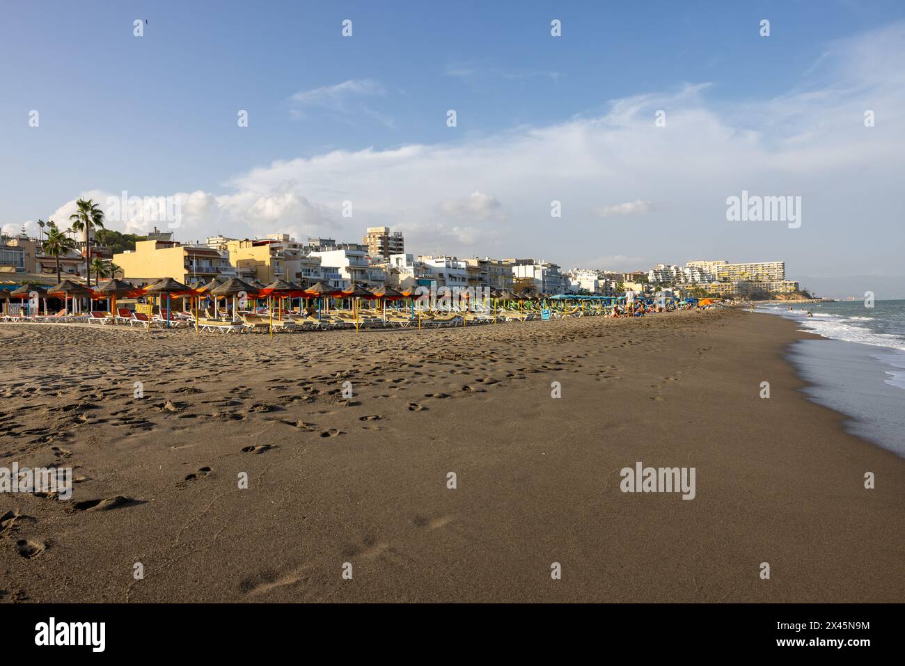 Torremolinos, Spain - September 15, 2023:  La Carihuela beach in Torremolinos, Malaga, Costa del Sol, Spain Stock Photo