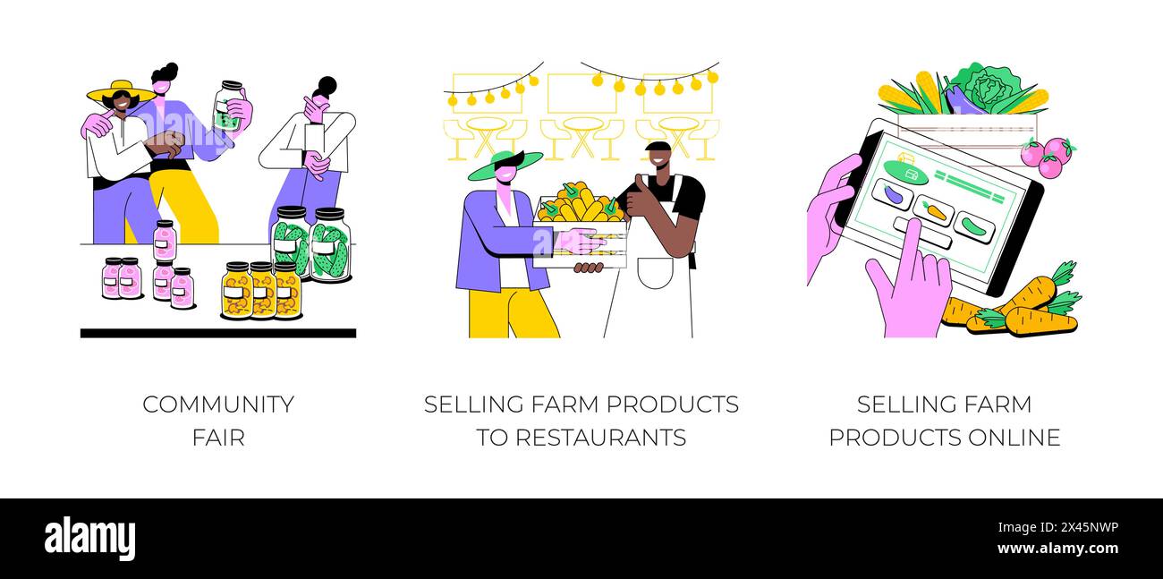 Farm products distribution isolated cartoon vector illustrations Stock ...