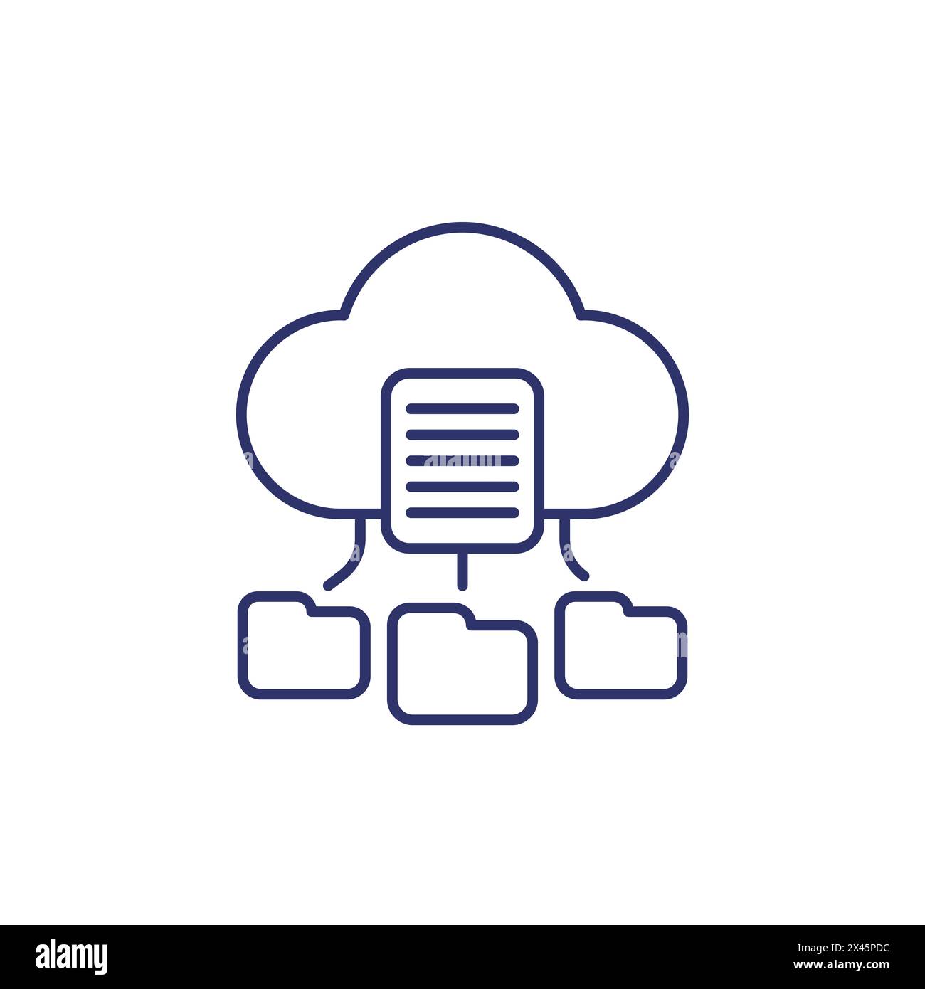 documents in cloud line icon with folders Stock Vector