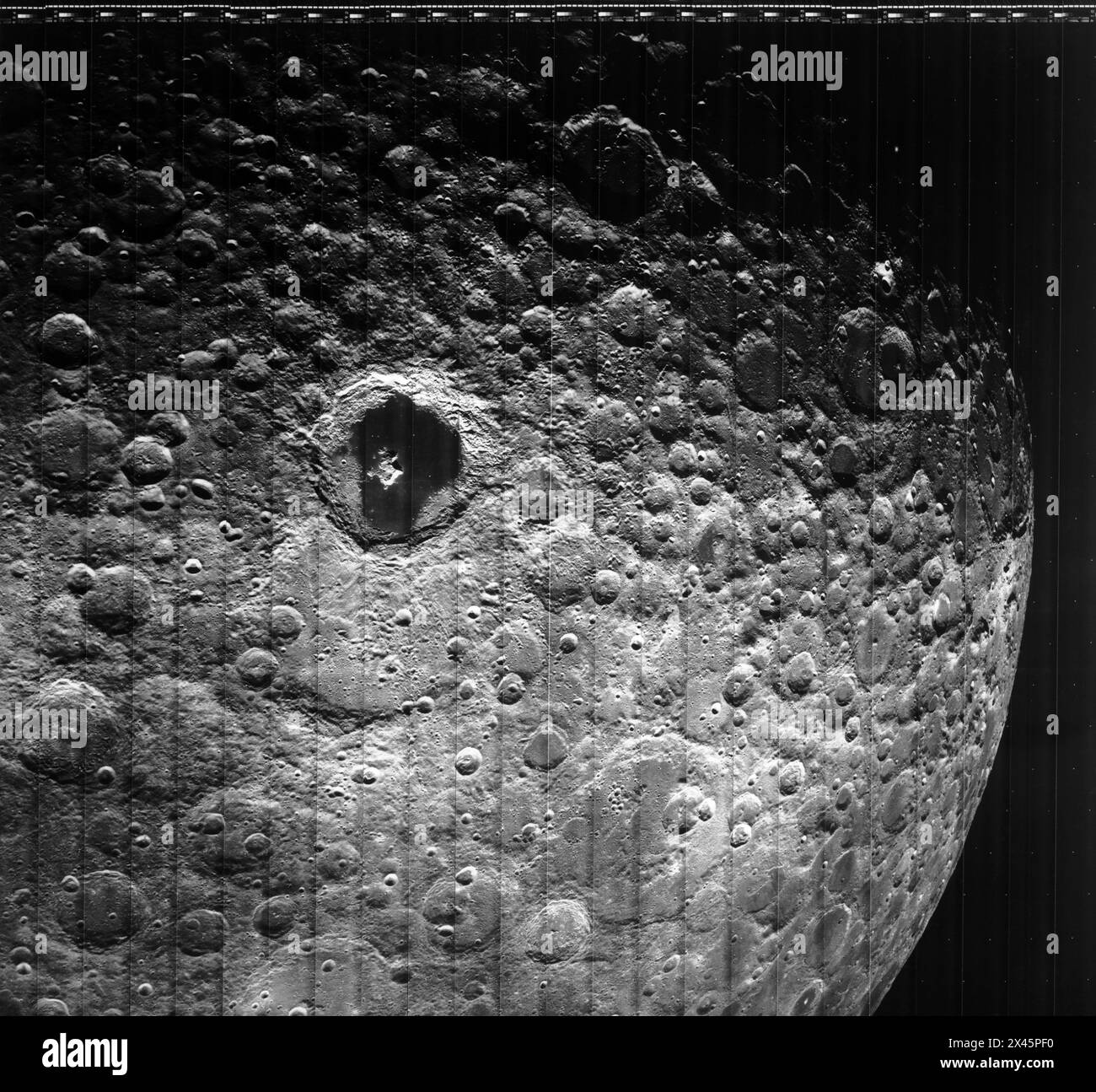 Moon Lunar Orbiter-Lunar Orbiter III: The hidden or dark side of the Moon was taken by Lunar Orbiter III Stock Photo