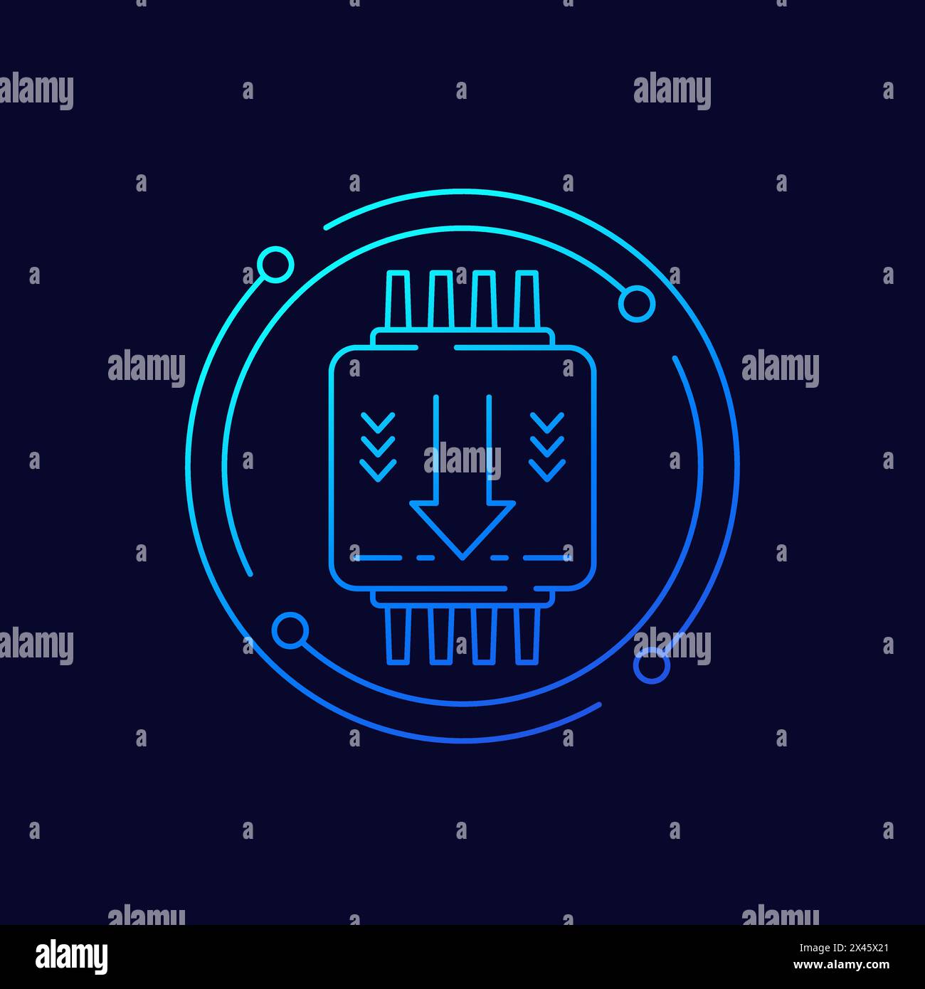 firmware update icon with chipset, linear design Stock Vector