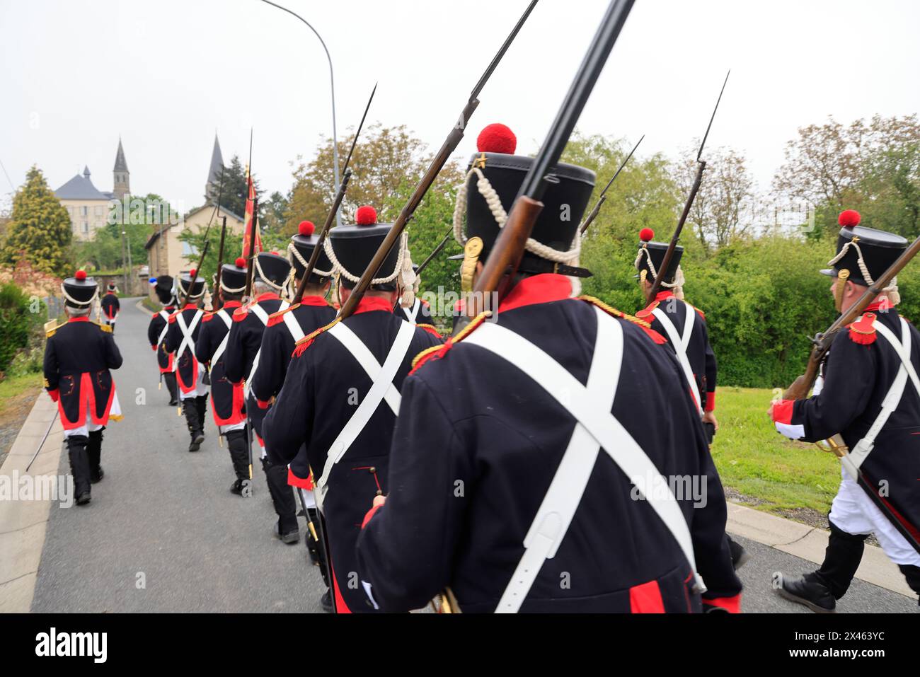 Le Dorat, France. Soldiers of the Napoleonic guard during the