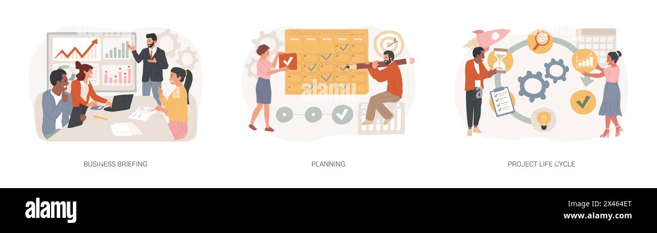Project management isolated concept vector illustration set Stock ...