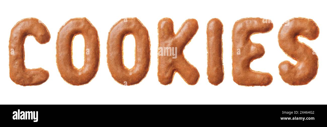 Word cookies made of real cookies, isolated on white Stock Photo