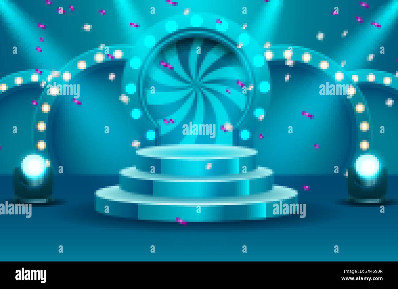 Sports winner empty podium illuminated by searchlights vector Sports winner empty podium illuminated by searchlights vector