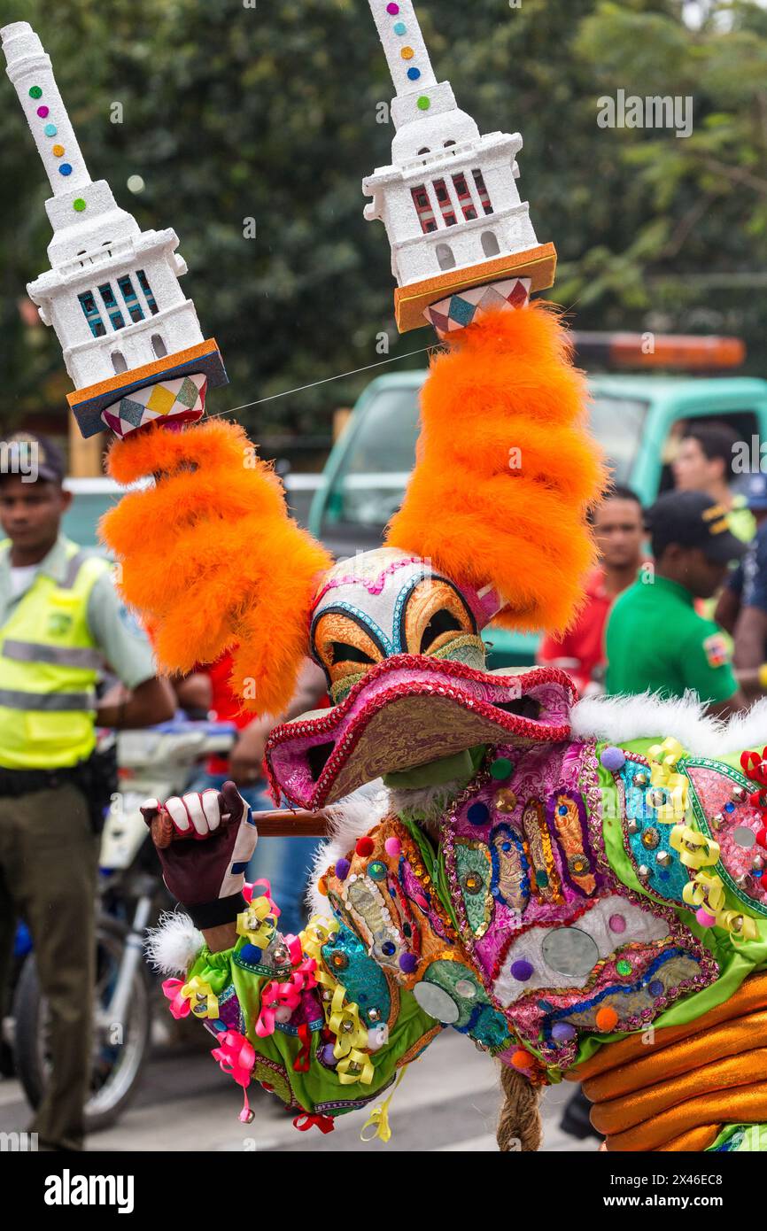 A Lechone Costume From Santiago With A Duck Bill Mask And Horns In The a-lechone-costume-from-santiago-with-a-duck-bill-mask-and-horns-in-the