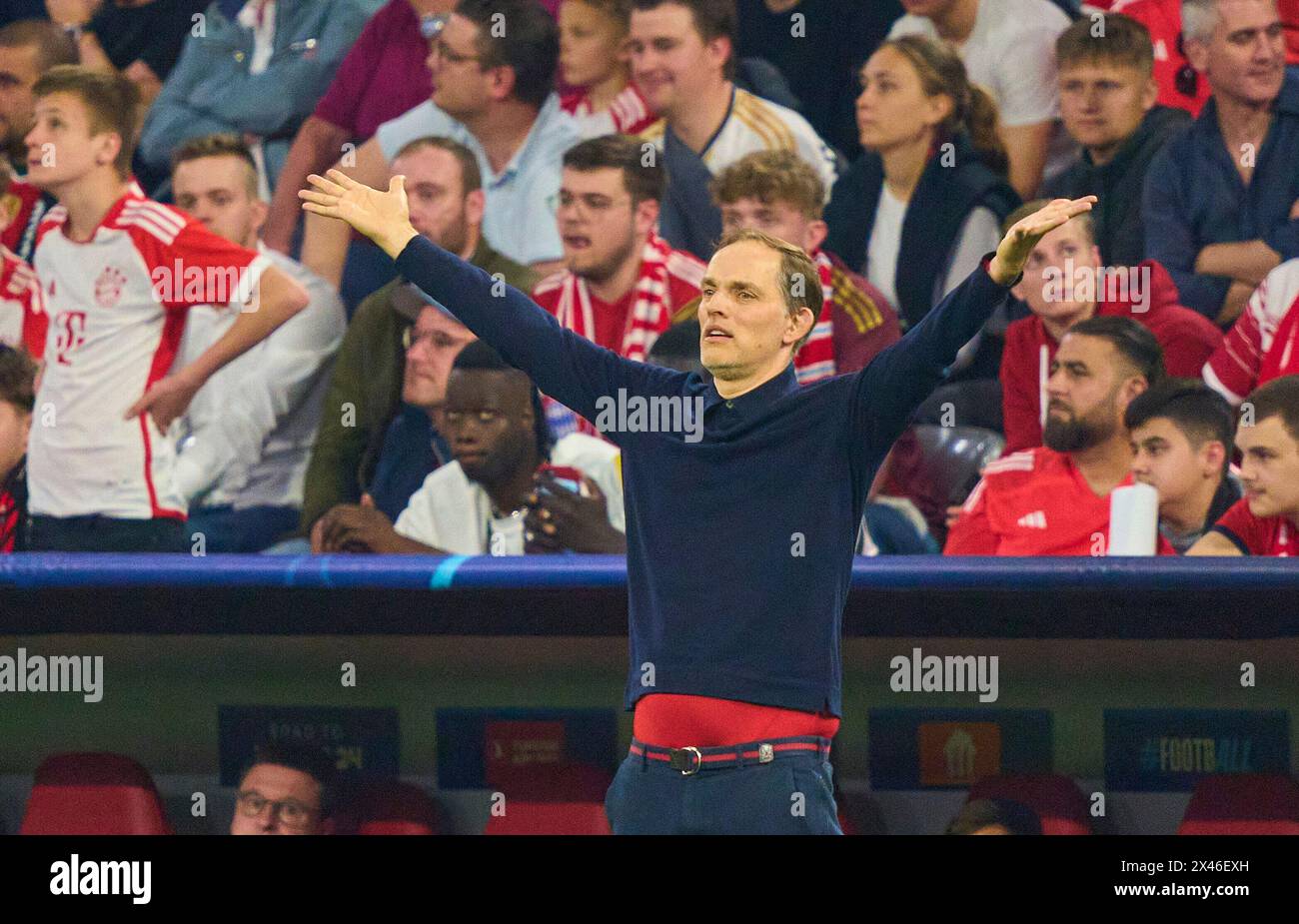 Munich, Germany. 30th Apr, 2024. Trainer Thomas Tuchel (FCB), team manager, headcoach, coach, in the semi final match FC BAYERN MUENCHEN - REAL MADRID of football UEFA Champions League in season 2023/2024 in Munich, Apr 30, 2024. Halbfinale, FCB, Muenchen Photographer: ddp images/star-images Credit: ddp media GmbH/Alamy Live News Stock Photo