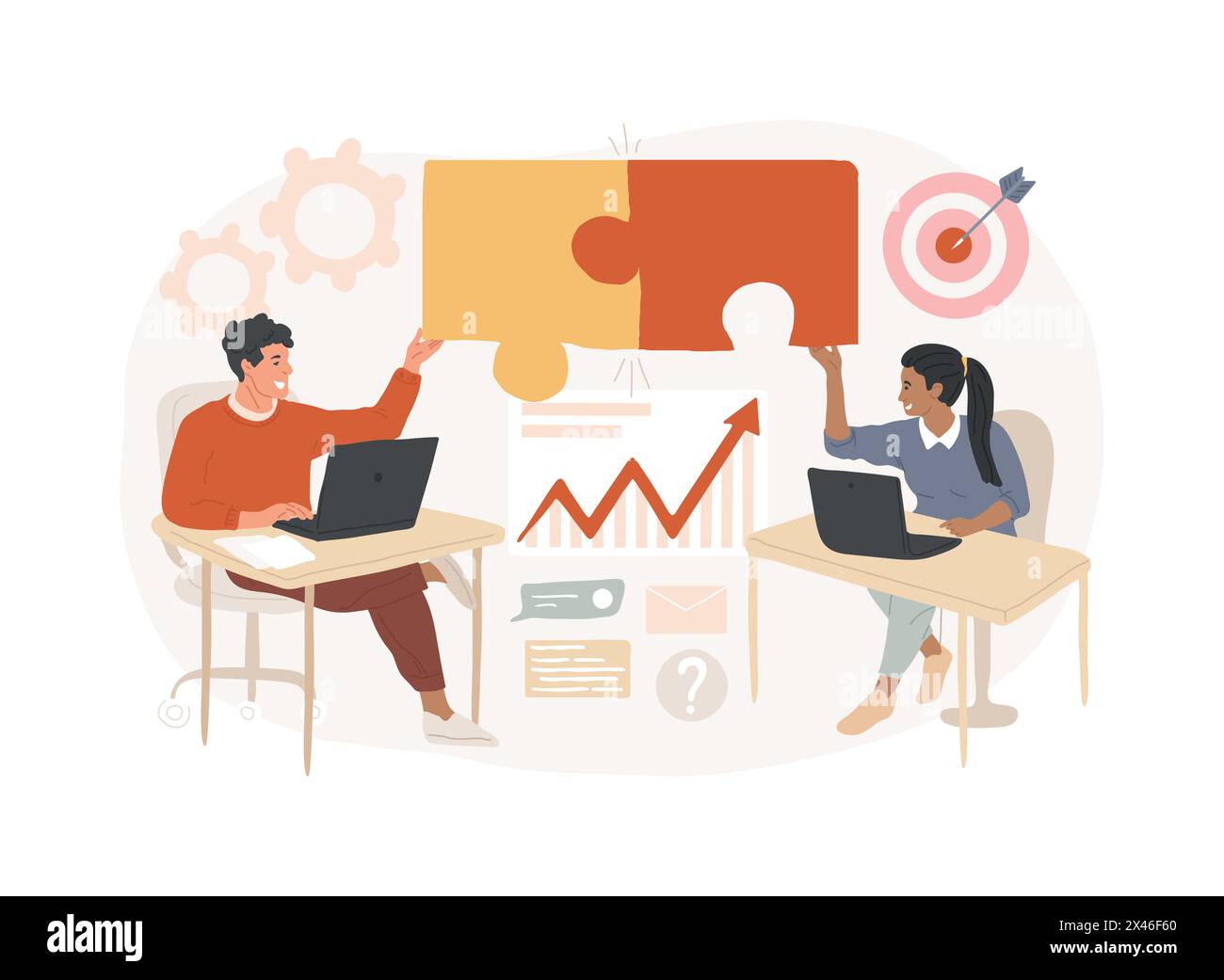 Job sharing isolated concept vector illustration. Stock Vector