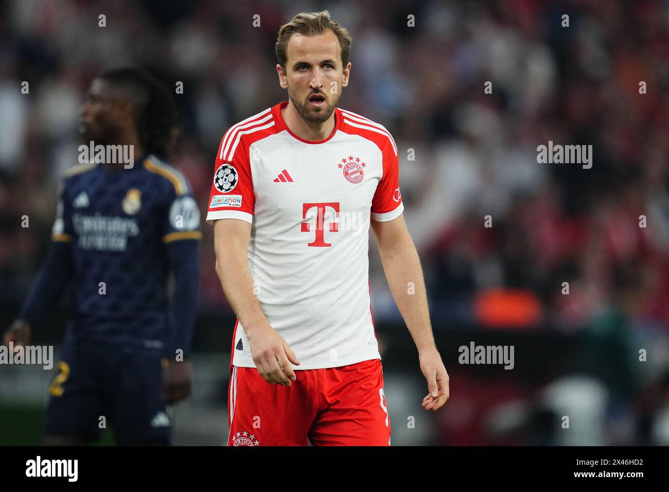 Munich, Germany. 30th Apr, 2024. Harry Kane of Bayern Munchen during the UEFA Champions League match, Semi-finals, first leg, between Bayern Munchen and Real Madrid played at Allianz Stadium on April 30, 2024 in Munich, Germany. (Photo by Bagu Blanco/PRESSINPHOTO) Credit: PRESSINPHOTO SPORTS AGENCY/Alamy Live News Stock Photo