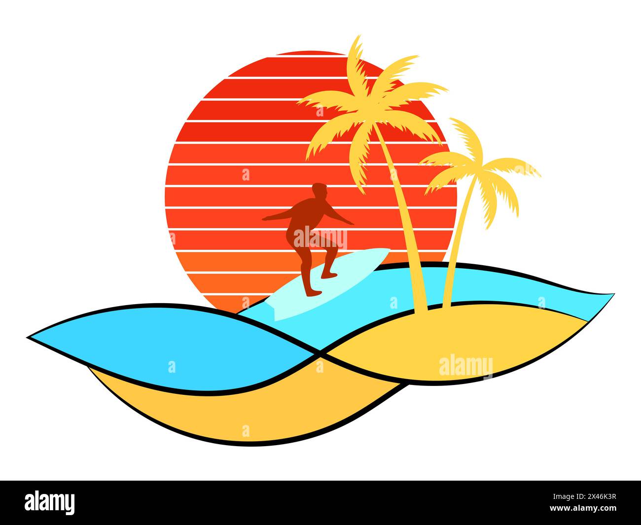 Landscape of the sea coast in line art style. Minimalist shore view