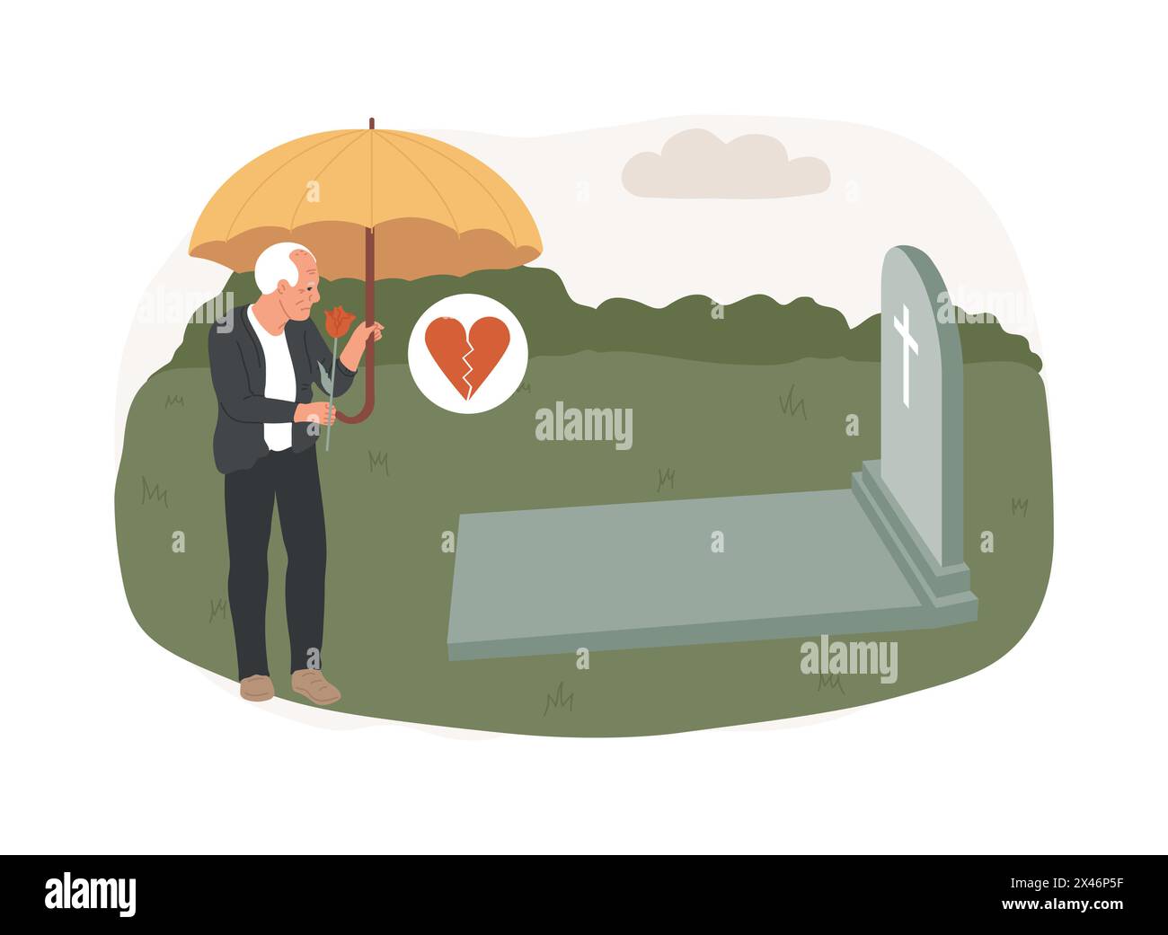 Widowed person isolated concept vector illustration. Stock Vector