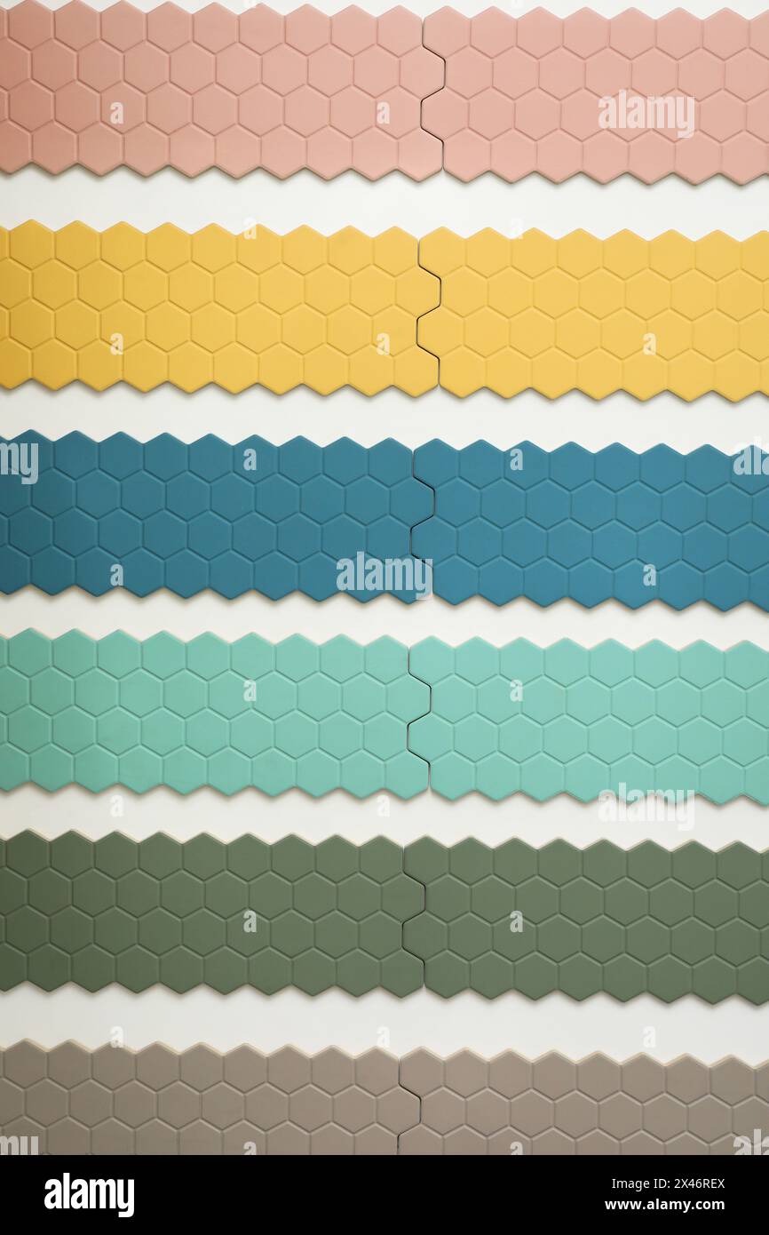 Samples of tile colors display in store Stock Photo - Alamy