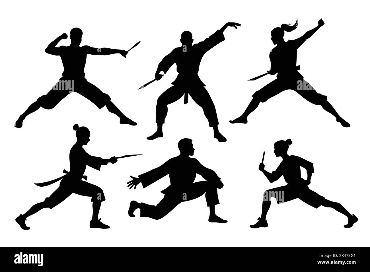 Wushu Silhouette collection vector illustration Stock Vector