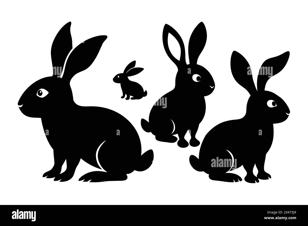 Rabbit Silhouette collection vector illustration Stock Vector